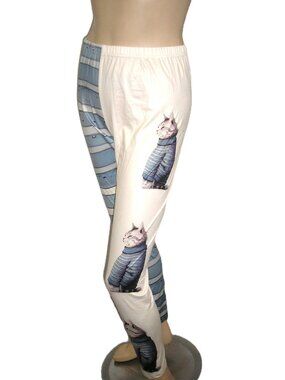 Striped & Off White - Cat Sweater Print Leggings, Size Large NWOT